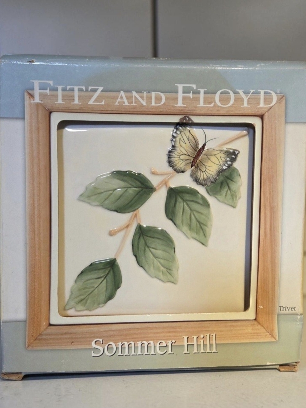 Fitz and Floyd Sommer Hill Butterfly Leaf Trivet Set Of 2